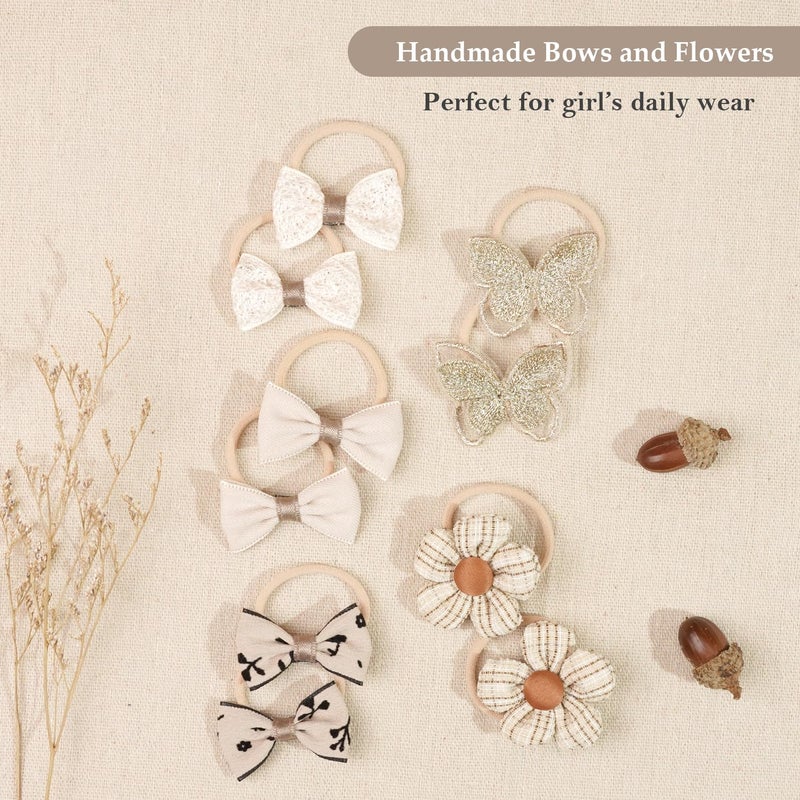 DED Baby Hair Ties with Bows, 20pcs Baby Hair Bows Elastic Ponytail Holders Toddler Hair Accessories for Infants Baby Girls - Image 4